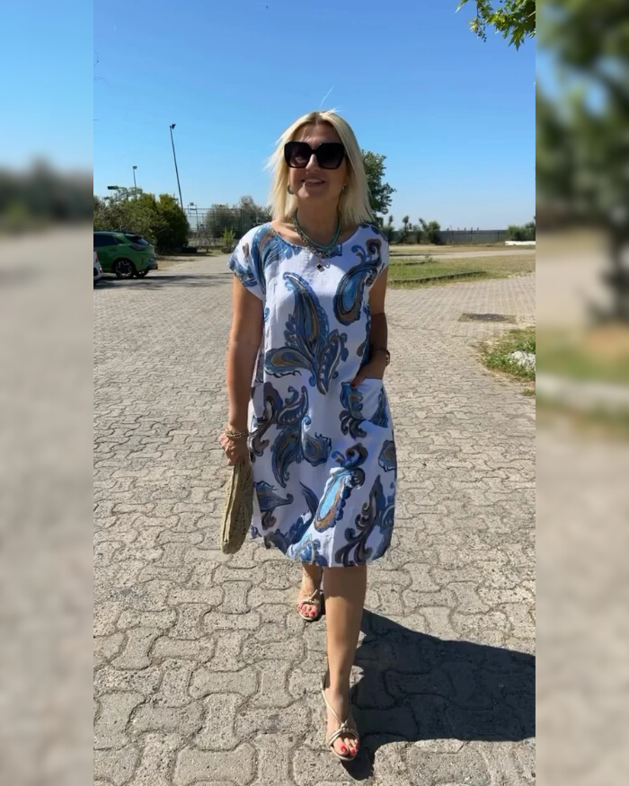 Hazal™ - Robe à col rond et imprimé magnifique