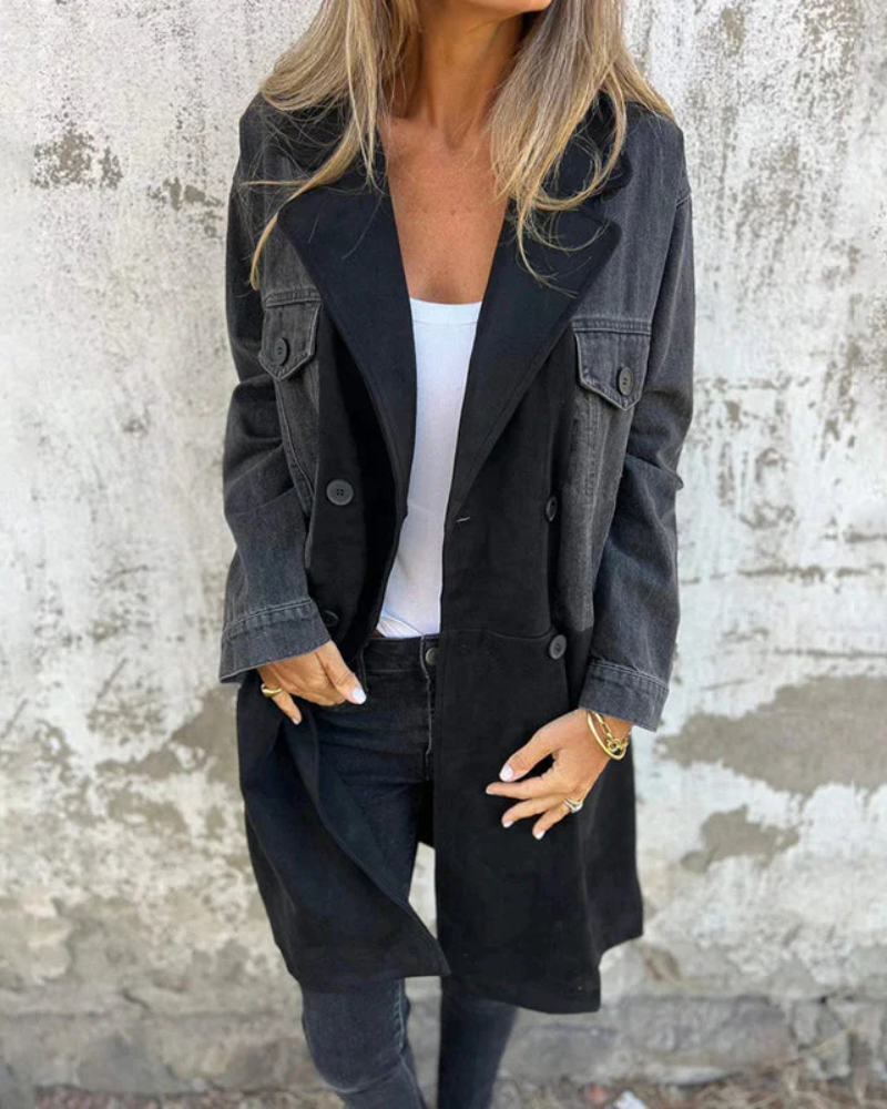 Sara - Manteau en denim et couleur camel