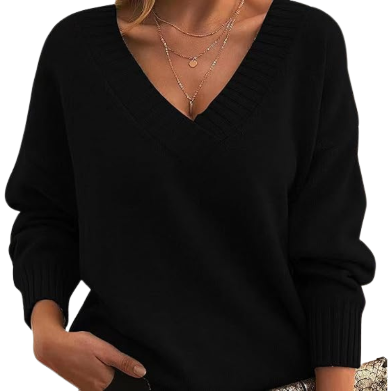 Pull luxueux en cachemire à col en V, idéal au quotidien.