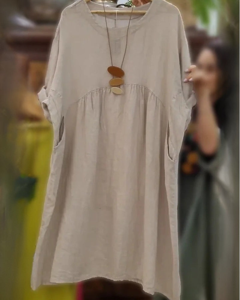 MANDIRA - Robe en coton et lin