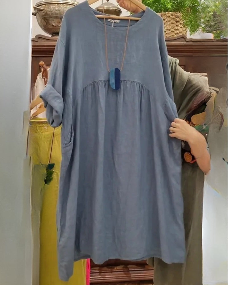 MANDIRA - Robe en coton et lin