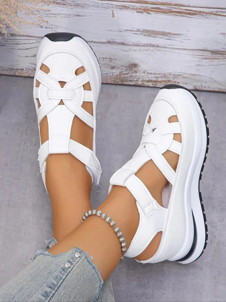 Sandales confortables pour la mariée, fermeture velcro, pour femmes