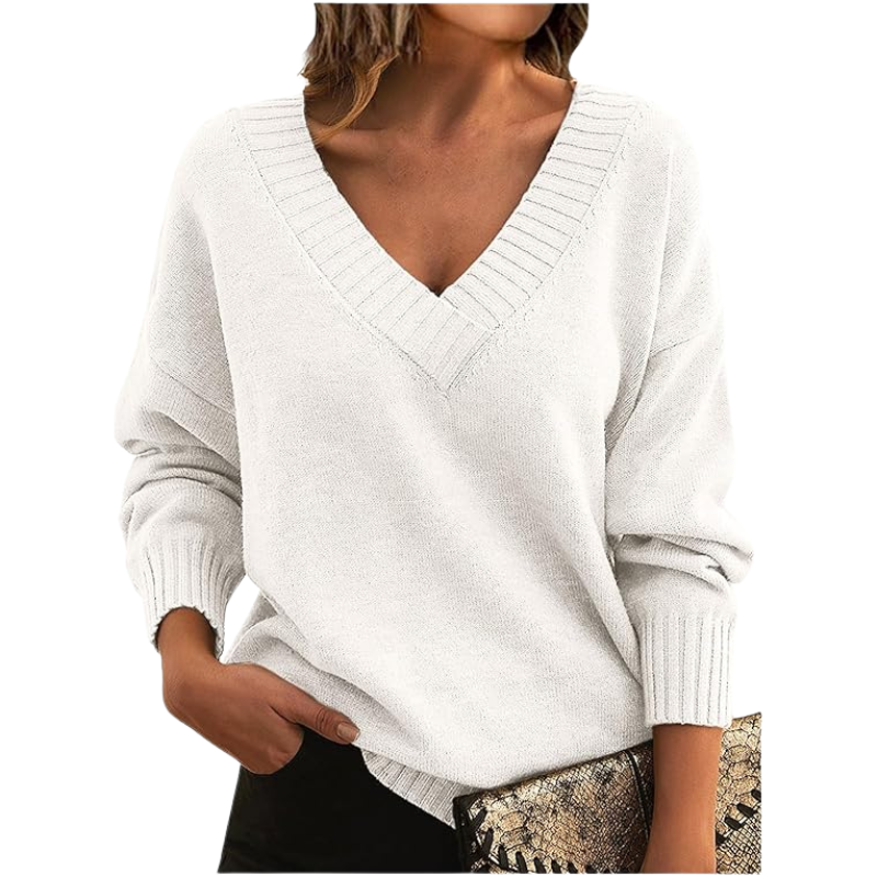 Pull luxueux en cachemire à col en V, idéal au quotidien.