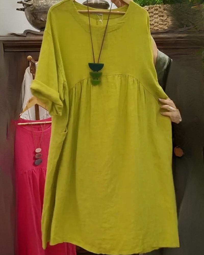 MANDIRA - Robe en coton et lin