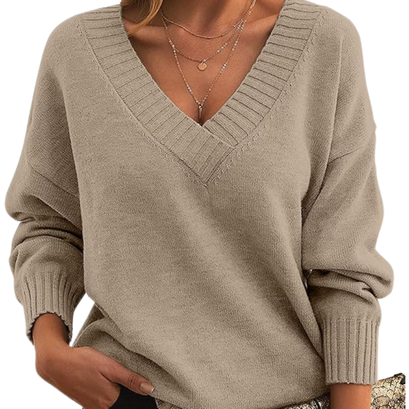 Pull luxueux en cachemire à col en V, idéal au quotidien.