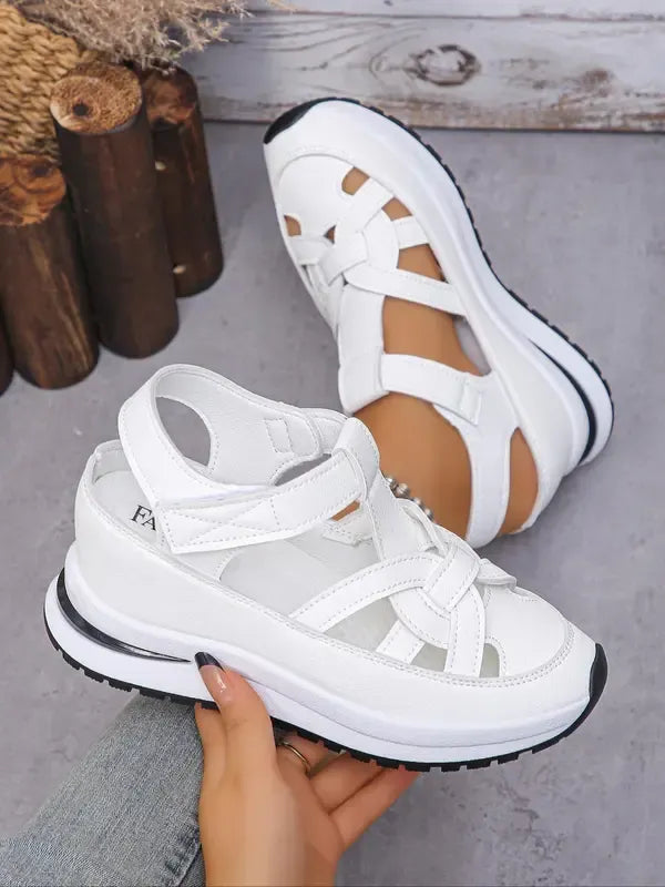 Sandales confortables pour la mariée, fermeture velcro, pour femmes