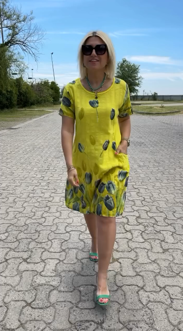 Neya™ - Robe d'été à col rond et joli imprimé