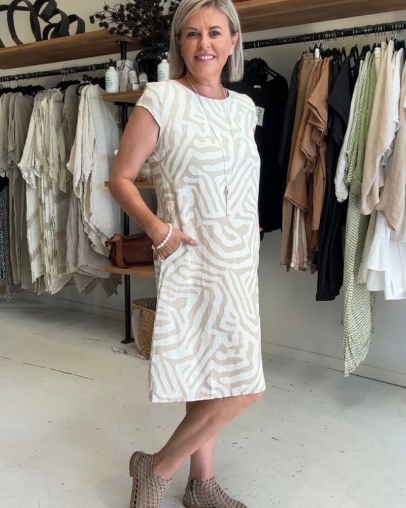 Nelia™ - Robe d'été à col rond et imprimé ravissant 