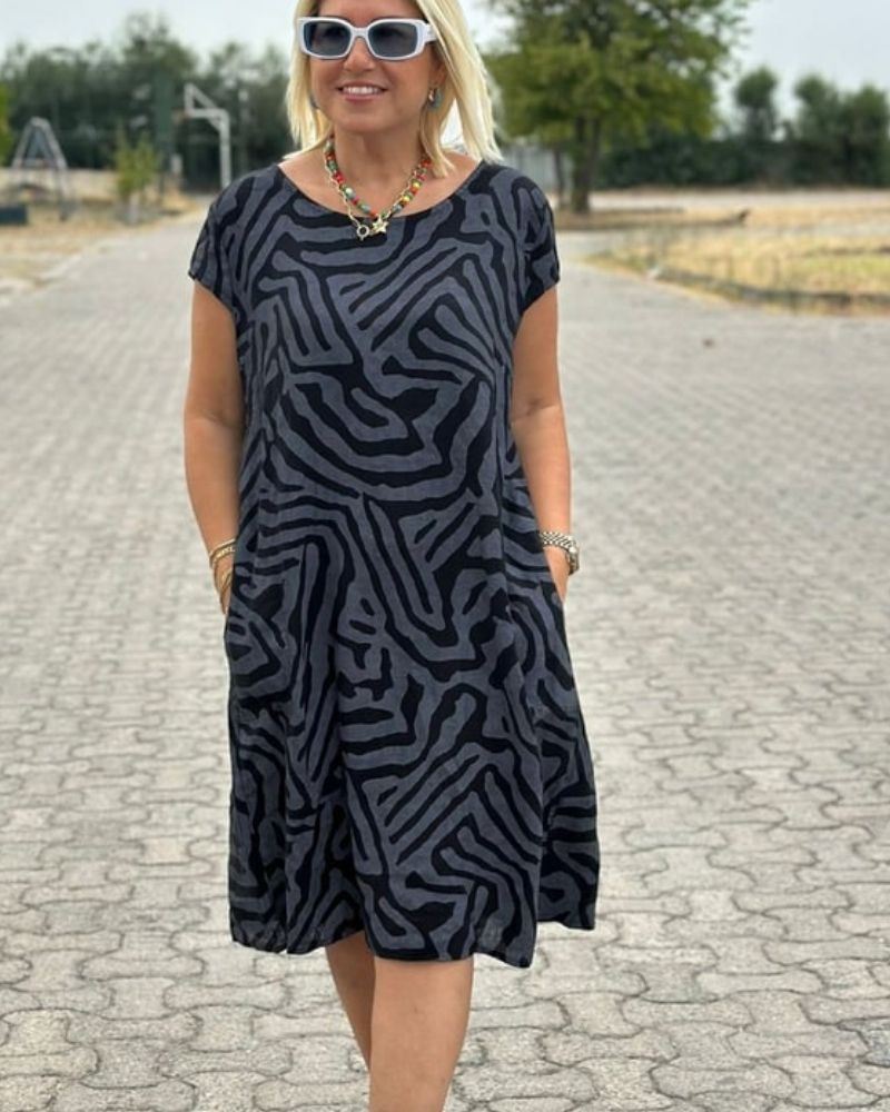 Nelia™ - Robe d'été à col rond et imprimé ravissant 