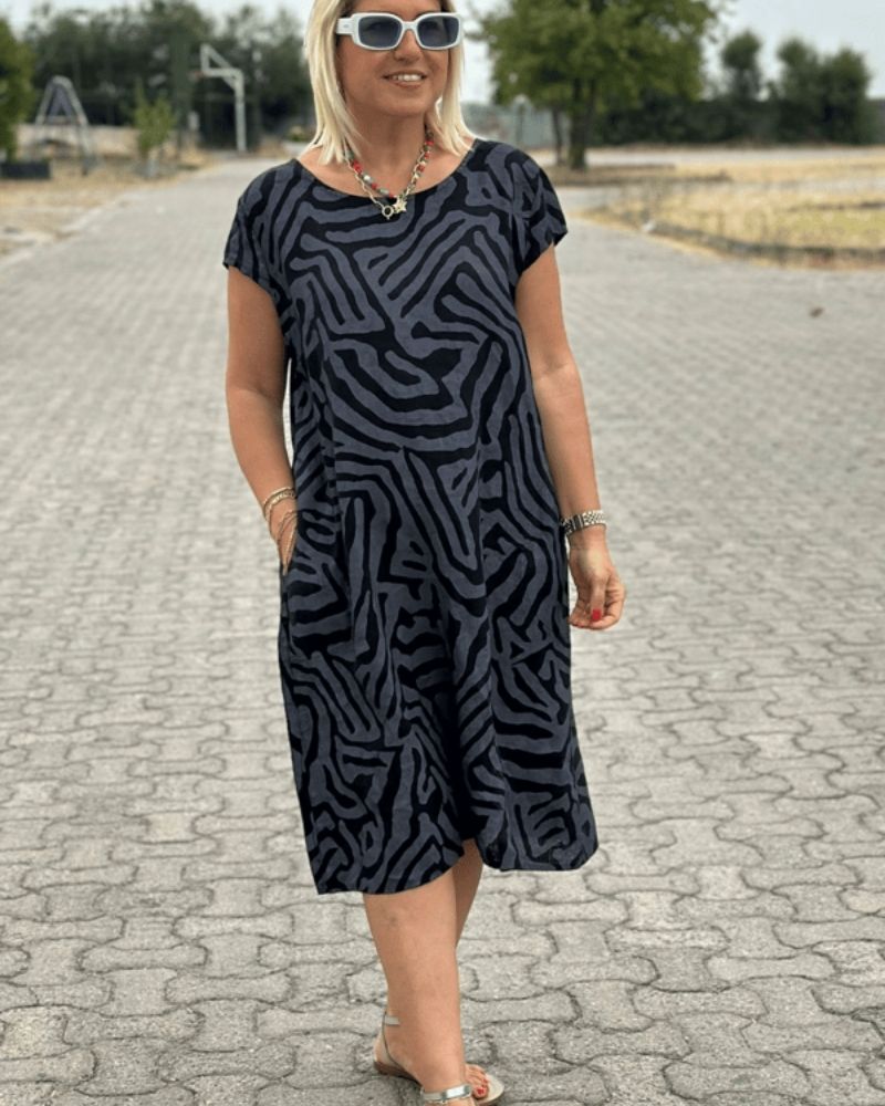 Nelia™ - Robe d'été à col rond et imprimé ravissant 