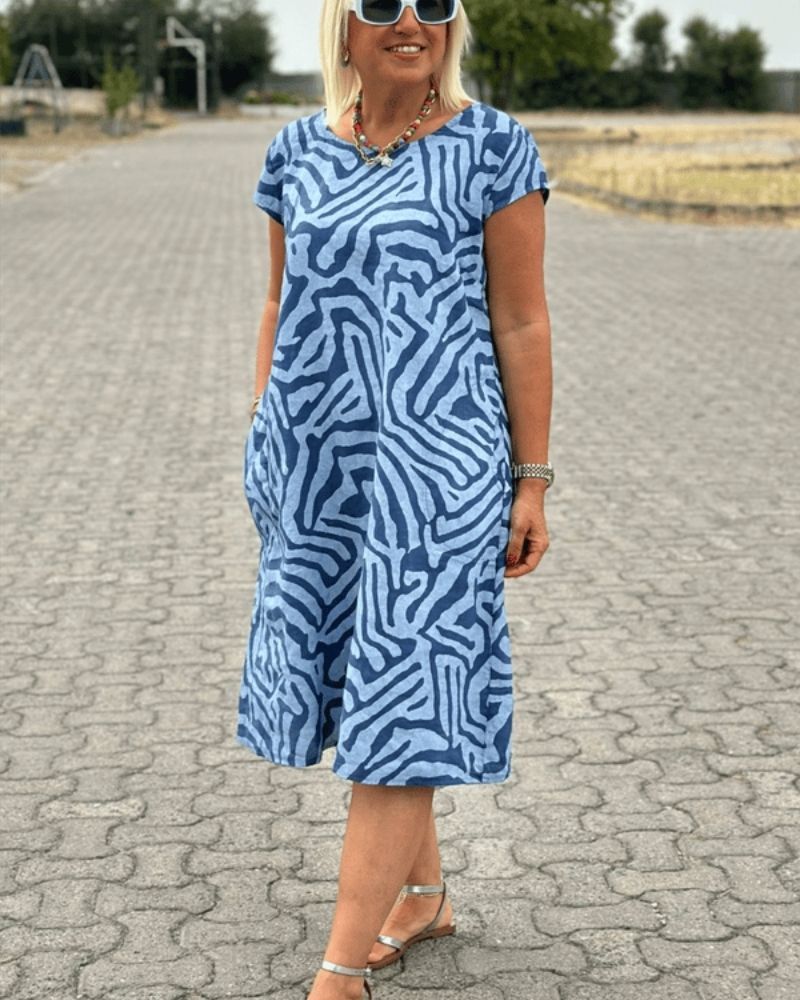 Nelia™ - Robe d'été à col rond et imprimé ravissant 