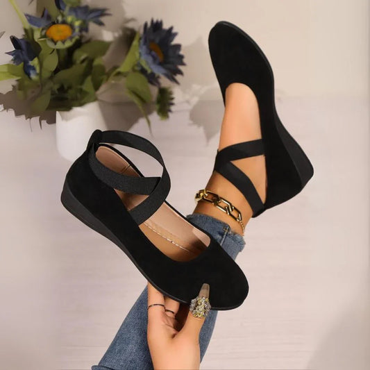 Chaussures Femme Élégantes à Talon Compensé Confort – Enfilage Facile 