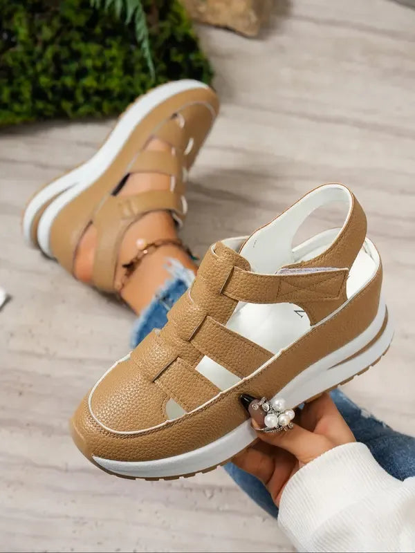 Sandales confortables pour la mariée, fermeture velcro, pour femmes