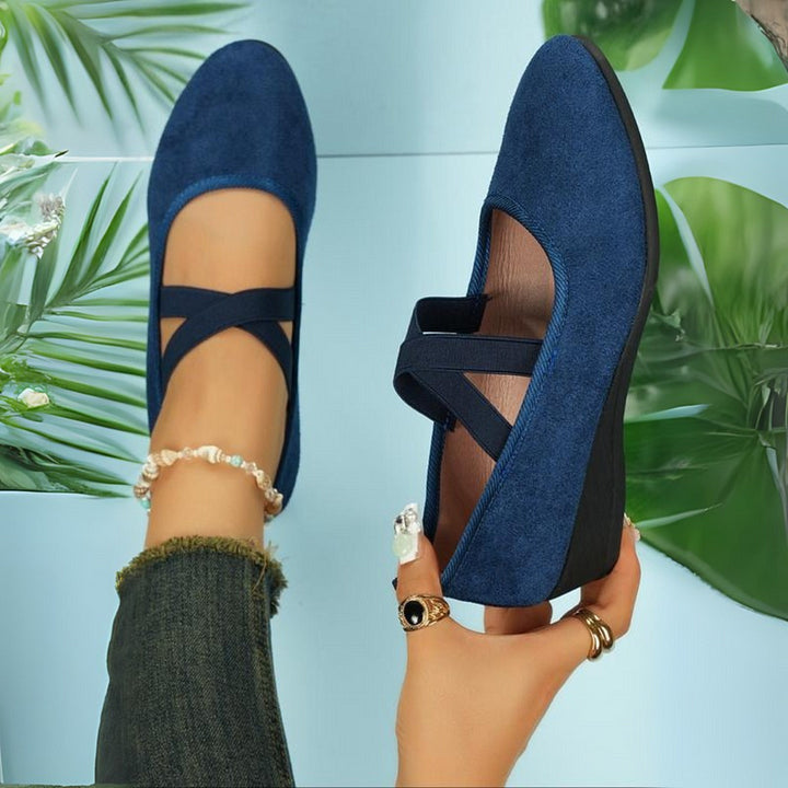 Chaussures Femme Élégantes à Talon Compensé Confort – Enfilage Facile 