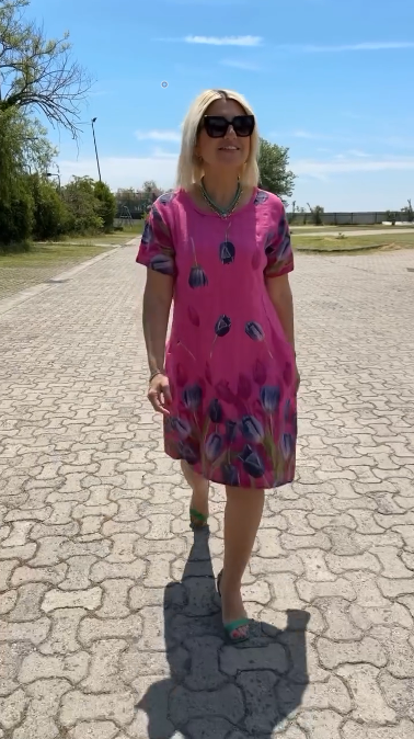 Neya™ - Robe d'été à col rond et joli imprimé