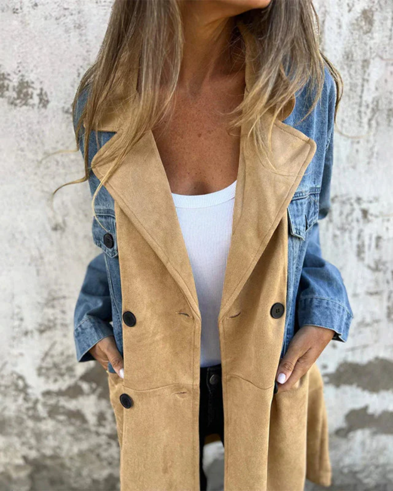 Sara - Manteau en denim et couleur camel