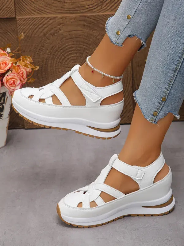 Sandales confortables pour la mariée, fermeture velcro, pour femmes