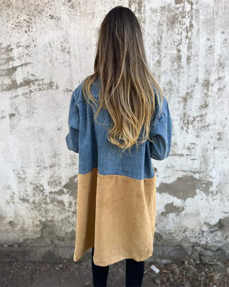 Sara - Manteau en denim et couleur camel