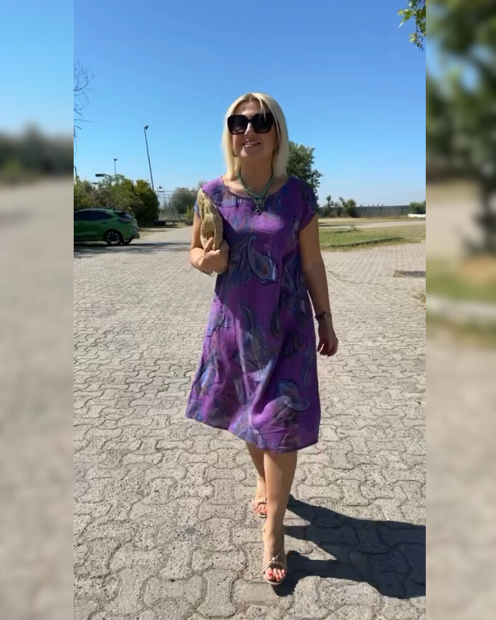 Hazal™ - Robe à col rond et imprimé magnifique