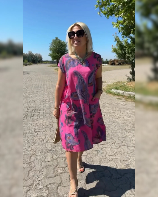 Hazal™ - Robe à col rond et imprimé magnifique