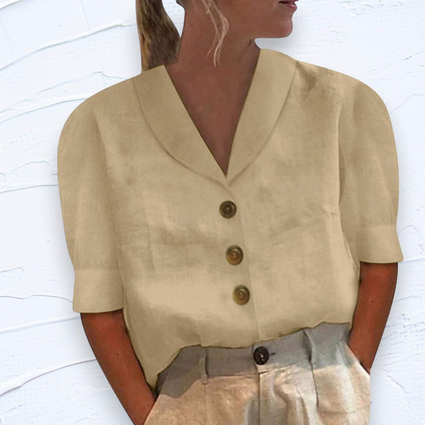 Chemisier rétro-chic à boutons et nœud sur le devant