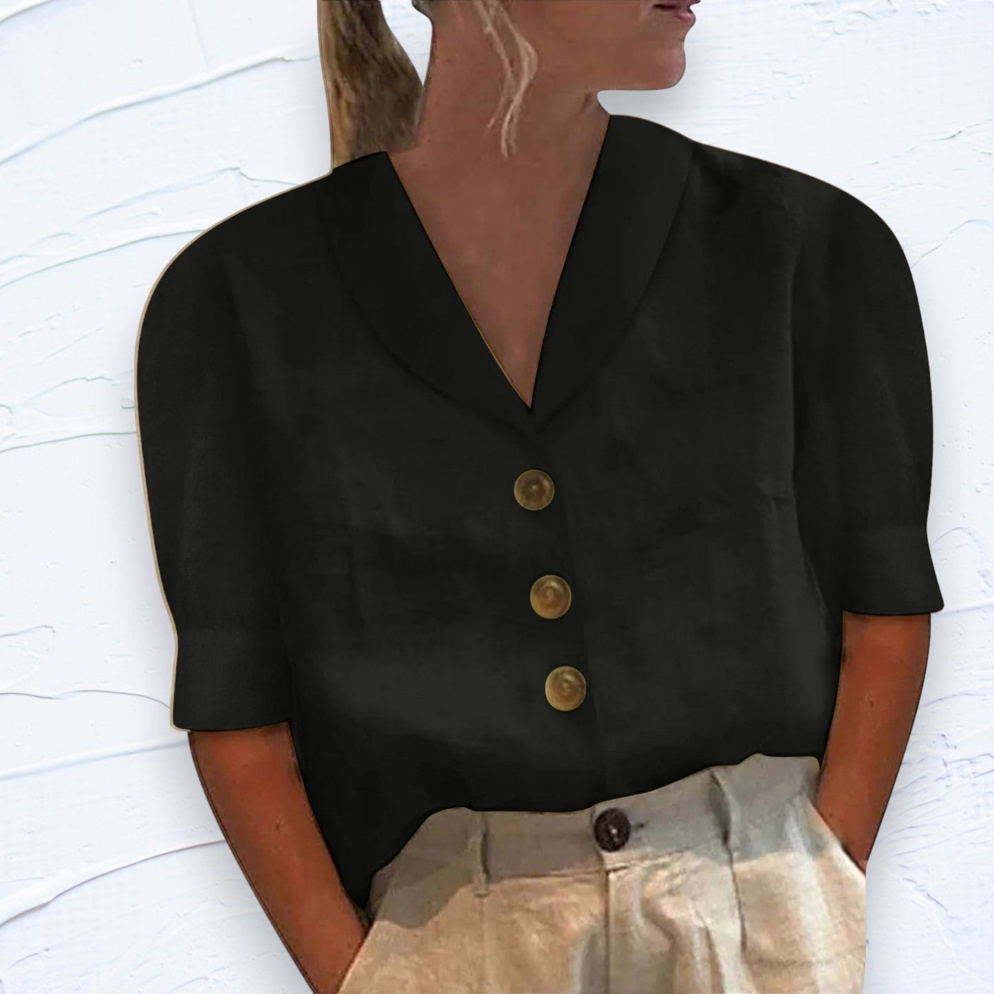 Chemisier rétro-chic à boutons et nœud sur le devant