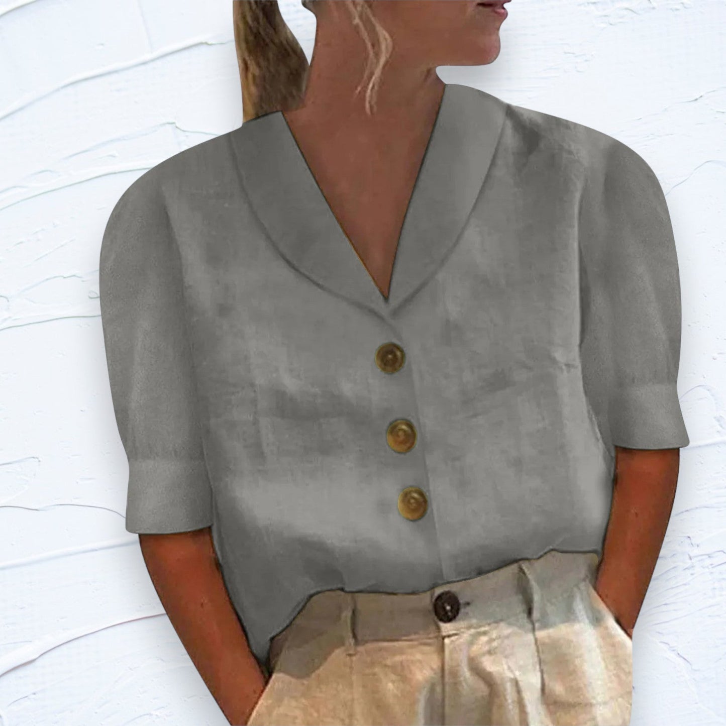 Chemisier rétro-chic à boutons et nœud sur le devant