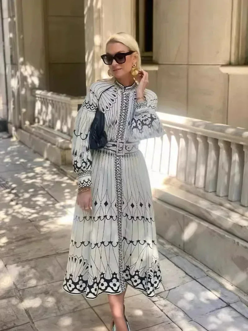 Eulalia - Robe Boho rétro à col montant