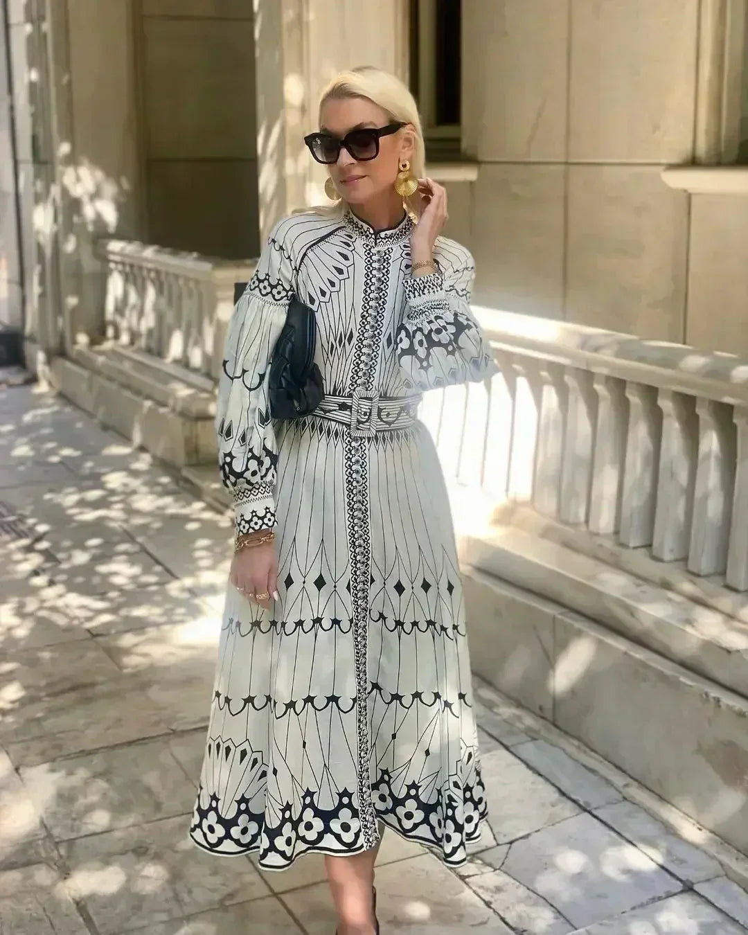Eulalia - Robe Boho rétro à col montant