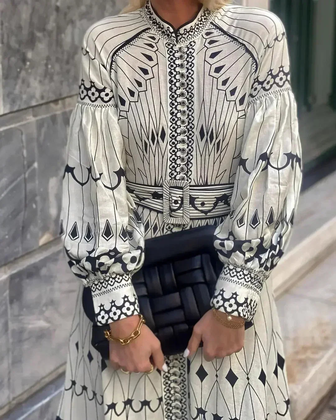 Eulalia - Robe Boho rétro à col montant