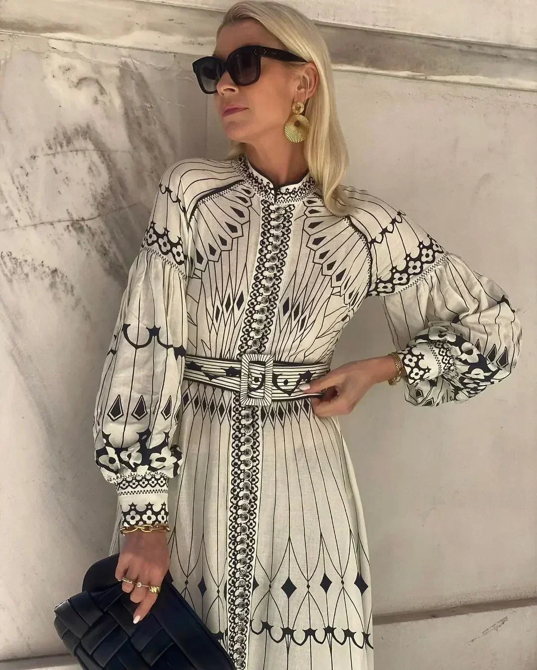 Eulalia - Robe Boho rétro à col montant