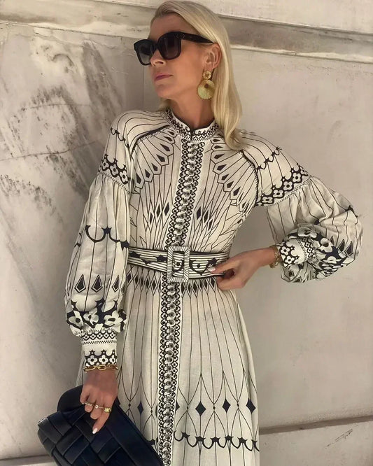 Eulalia - Robe Boho rétro à col montant