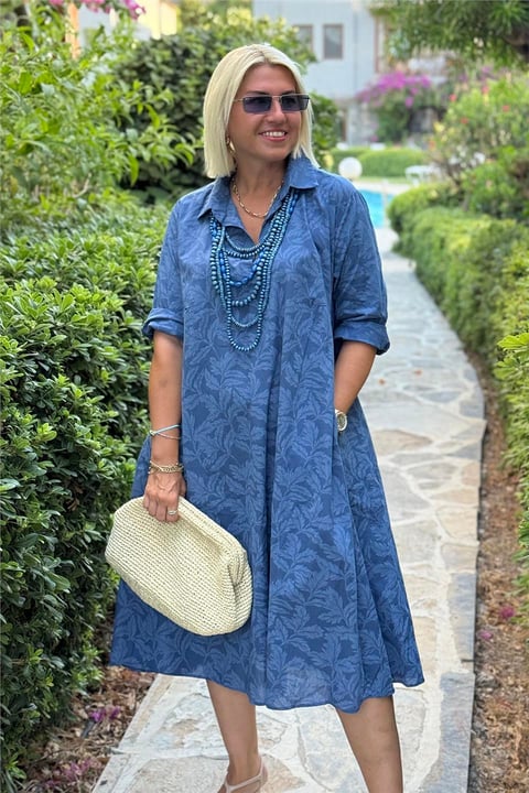 Nora – Robe à motif de feuilles et style décontracté
